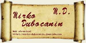 Mirko Dubočanin vizit kartica